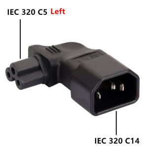 IEC 320 C14 To C5 Power Adapter Left Right Angled 10A 250V 90 Degree Bend For Server UPS PDU Industrial Equipment Heavy Duty