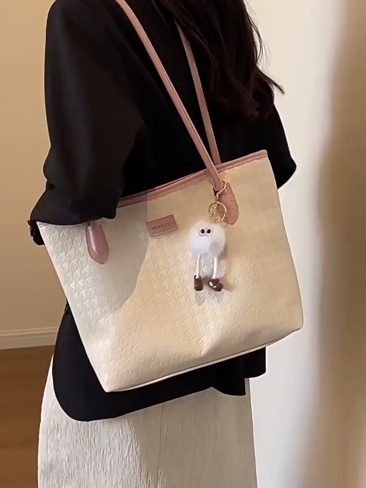 LAZANA Korean Women Tote Bag Simple Shoulder PU Leather College Students Bags For Woman #V07