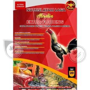 EXTRA FOODING Isi20Butir/ HERBAL SERBUK Isi35g ALADIN Jamu Ayam Nutrisi Ayam Laga Tarung Tanding Unggas Ayam Bebek Itik