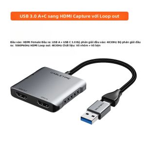 CABLETIME 4K 30Hz USB 3.0 Thẻ Ghi Video Đầu Ra HDMI Có Vòng Lặp Để Chơi Game PS5 Switch Streaming