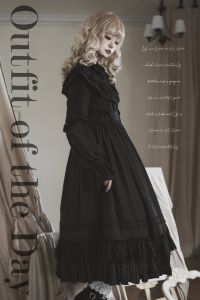 Black Good Night Op National Brand Original Classical Dark Goth Style Doll Sense Lolita Jacquard Cotton