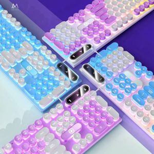 【CYT】YINDIAO K500 / K600 Keyboards And G5 Mouse Rainbow LED Membrane Gaming Keyboard  Color Matching Luminous Manipulator Feel Desktop Computer