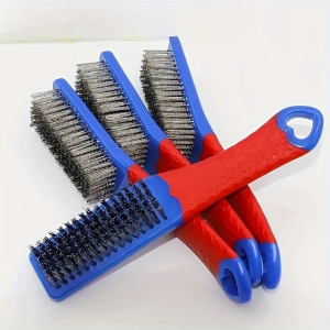 Heavy Duty Stainless Steel Wire Brush – Non-Slip Plastic Handle for Rust Paint & Welding Slag Removal Industrial & Welding Too