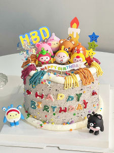 Birthday Party Egg Tarts Cake Decoration Accessories Boys Bear Plug-In Lost Heart Bear Pink Boy Birthday Costume Decoration