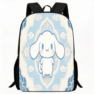 Sanrio | Kids Bag Cute Cartoon Dog Print Backpack Traditional Blue and White Floral Pattern Design Adjustable Lightweight Breathable Scho