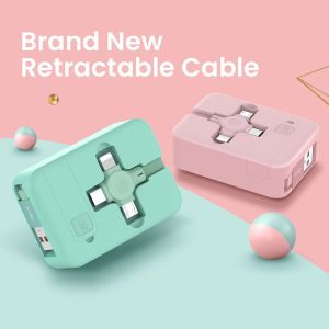 Retractable USB Type C Micro USB charge Cable for iPhone13 12 Pro with phone stand 3in1 2in1 Portable Charger Data Cable