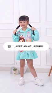 Jaket Hoodie Anak Perempuan Motif Karakter Labubu Usia 3 - 6 Tahun