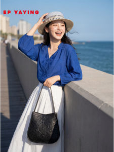 EP YAYING | Áo Thun Lụa Cotton Phong Cách Dân Tộc Thêu