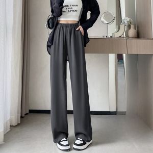 JIANGLU | Quần ống rộng ôm vừa vặn cho nữ mùa thu 2024 Quần ống đứng mỏng nhẹ màu đen cạp cao co giãn