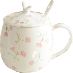 แก้วกาแฟกระดูกพร้อมฝาปิด แก้วดื่มน้ำแบบหรูหราสำหรับผู้หญิง แก้วเซรามิกสำหรับเด็กและบ้าน แก้วกาแฟเช้าที่สวยงามและหรูหรา