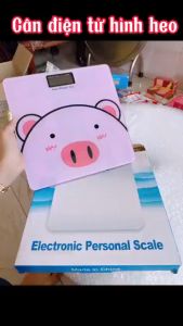 Cân Sức Khỏe Điện Tử Hình Heo Hồng Mặt Kính Cường Lực Chịu Tải Đến 180kg Độ Chính Xác Cao Tặng Kèm Pin