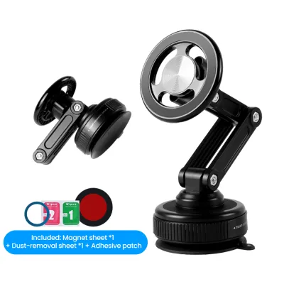 elough | 360° Rotatable Car Phone Holder With Vacuum Magnetic Suction Cup Foldable Adjustable Arm Phone Stand Car Navigation GPS