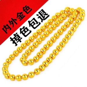 สร้อยคอทองคำสีทอง โซ่ลูกปัดกลม โซ่ลูกปัดลูกประดับพระพุทธเจ้า โซ่ลูกปัดลื่น ของขวัญวันเกิดสำหรับเพื่อนรักและคู่รัก