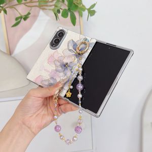 szhaiyu | For Samsung Galaxy Z Fold 8 Ultra Z Fold 8 Wide For Magsafe Fresh flowers Painted Case With Wrist Strap Shockproof Hard PC Cover