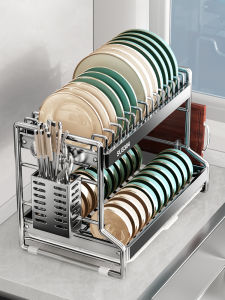 JIABAILI | 2-Layer Stainless Steel Dishes and Bowls Drainage Rack