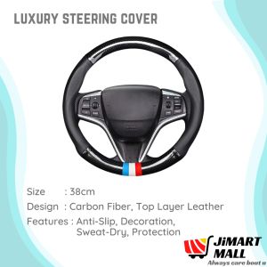 Carbon Fiber Leather Steering Wheel Stereng Cover PU Leather Perodua Proton Honda Toyota Mazda aksesori Kereta Waja Saga Wira Persona 汽车方向盘保护套