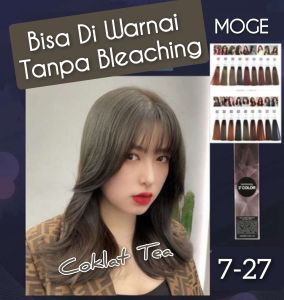 MOGE Profesional 7.27 Coklat Tea permanen Tanpa Bleaching 6% 9% 12% 100ml oxydant ( campuran ) cat rambut 100gr 3° socolor Wonder WL ash abu majifasion hair colour