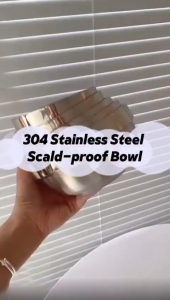 304 High-Quality Stainless Steel Bowl Double-Layer Heat ProtectionScald 20CM 18CM 15CM