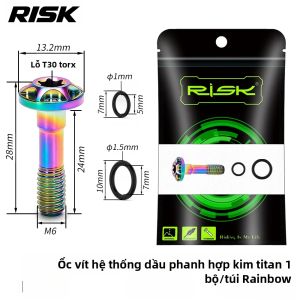 Risk | Vít Khóa Kẹp Phanh Xe Đạp Bằng Hợp Kim Titan & Bu Lông Mạch Dầu M6 * 22/24mm Tương Thích Với Thước Kẹp R4770/7070/8070/7170/8170