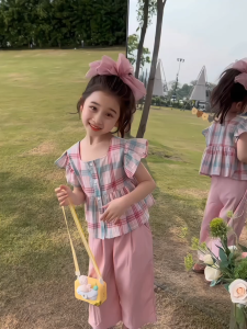 Uniqkids Girl Fashion Clothes Kids Terno Ruffled Checkered Top and Pants Casual Suit Coordinates Set for Kids Girl
