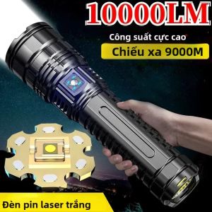 Đèn Pin Chiến Thuật LED 1000W Có Thể Sạc Lại Có Thể Thu Phóng Công Suất Cao Đèn Tìm Kiếm Khẩn Cấp Với Pin 15000mAh Đèn Phụ COB Màu Đen
