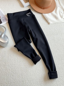 Womens High-Waist Fleece-Lined Sharkskin Yoga Pants Slimming Leggings Butt-Lifting Autumn Winter New Style Casual Nine-Piece Pants