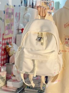 Mini Dual-Shoulder Bag Pure Color Korean Style Simple Match Soft Nylon Fabric Waterproof Back Cushion for Female Students