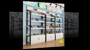 Kệ trưng bày sản phẩm hàng hóa  kệ trang trí khung sắt mặt gỗ KST426 - NỘI THẤT LẮP RÁP VIENDONGADV