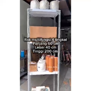 Fadiajaya Rak Besi Penyimpanan 4 Tingkat Heavy-Duty Steel Powder Coating Tahan Karat dan Korosi untuk Gudang Rumah Garasi Industrial Minimalis 60x40x100-200cm