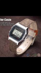 Vintage Tweed Leather Watch Band 18mm for F-91W Mod Kit for W-800H SGW400 F84 F105/108 A158/168 AE1200/1300 Wrist Strap Bracelet