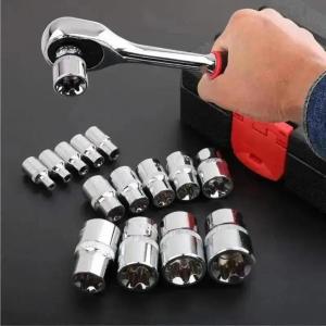 1 Set Female E Torx Socket Set With Case 1/4 3/8 1/2 In. Drive E4-E24 External Torque Star Socket Kit 14Pcs