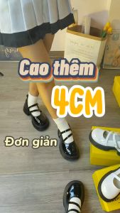 Giày LOLITA BABY VÁT đế cao 4cm Nữ Da Bóng/LÌ ulzzang phong cách Hàn quốc mary quai cài MÀU ĐEN/KEM cá tính năng động mới hot