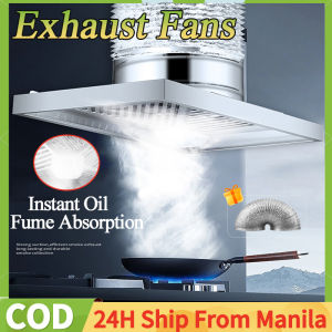 6/10 Inch Range Hood For Kitchen Extractor Wall-Mounted Exhaust Fan Mute Powerful Ventilation Fan Exhaust Fan Range Hood Set With Hose And Oil Catch Pan For Kitchen Stove PH