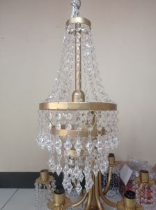 LAMPU KRISTAL AKRILIK DEKORASI JANUR OVAL 3SUSUN 20X45