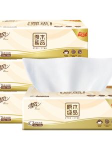 Qingfeng Genuine Goods Tissue Thickened Paper Extraction Logs 100 Sheets 4 Packs of Toilet Paper Paper Extraction Generation Household Paper Towels