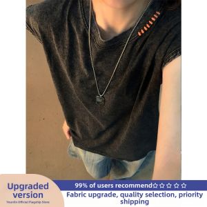 YOULIN | Magenta Washed Distressed Mens Tank Top For Summer Unique Design