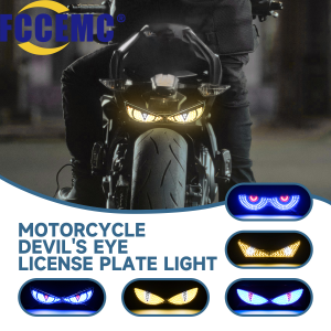 1Pair Motorcycle License Plate Tail Light Modified Decorative Atmosphere Lamp LED Devil Eye Strobe Single Lights 12V Universal