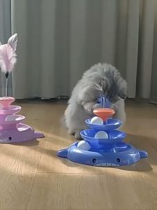 รางบอลแมว รางบอล4ชั้น สนุกได้ทั้งวันด้วยตัวคุณเอง ด้วยขนนก เรียบเนียนละเอียดอ่อน โดยไม่ทำร้ายเล็บแมว สามารถหมุนได้ 360 องศา กดครั้งเดียวก็สะอาด จานเสียงแมว ของเล่นแมว