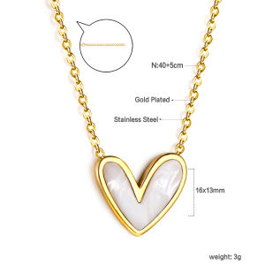 LUXUSTEEL New Classic Love Heart Pendant Necklace For Women Stainless Steel Lovely Cute Colorful Shell Choker Party Accessories