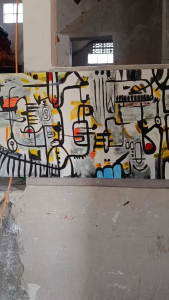 Lukisan abstrak  whimsy dekoratif modern minimalis ukuran jumbo 150cm x 70cm sudah tinggal pajang