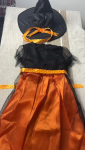 Halloween Witch Costume For Kids Girl 2-15Yrs Cosplay Party Show Witch Pumpkin Little Devil Costume With Hat School Performance Halloween Party Cosplay