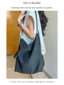 Modern Neutral Belted Tote Bag Canvas Tree Tar Cowhide Bucket Bag Soft Shoulder Pure Color Casual Crossbody for All