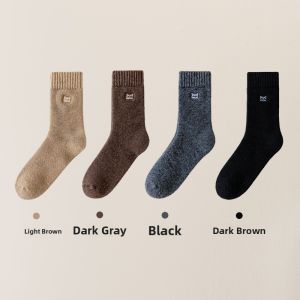 miiow | Mens Wool Socks Thickened Fleece Lined Warm Sleep Floor Socks Mid-Calf Winter Long Socks Breathable Comfortable Catman Socks