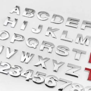 1Pcs 45mm Silver Metal DIY 3D Alphabet Letter Car Auto Motor Bike Sticker Decal Emblem Badge Car Stickers