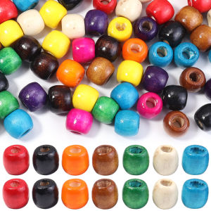 50-100pcs/lot Maple Wood Beads Colorful Barrel Shape Large Hole Spacer Bead for Jewelry Making DIY Bracelet Necklace Accessories