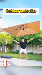 Outdoor Patio Umbrella Sun Shade Umbrella with Handcrank for Lawn Garden Backyard Pool 2.5x2.1M & 2.1x2.1M Sizes