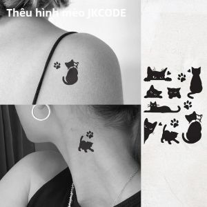 Dễ Thương Mèo Đen & Happy Ếch Hình Xăm Thực Vật Chống Thấm Nước Tay Dán Kéo Dài 1-2 Tuần Tạm Thời Nghệ Thuật Thân Thể Cho Độ Tuổi 14 +