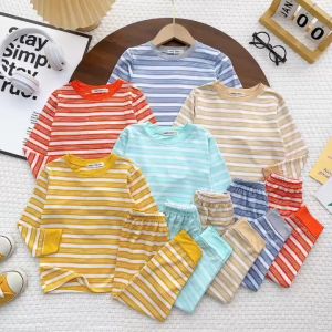 Bộ Dài Tay thun lạnh Sọc dệt cao cấp Phối Màu đẹp Cho Bé 9-20kg