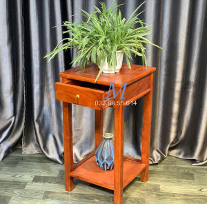 Đôn vuông ngăn kéo trơn trang trí gỗ hương mặt 38 cao 50607080