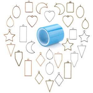 A Set Silver/Gold Color Geometric Shape Metal Epoxy Mold Traceless Tape for Jewelry Making Supplies Handmade DIY Accessories